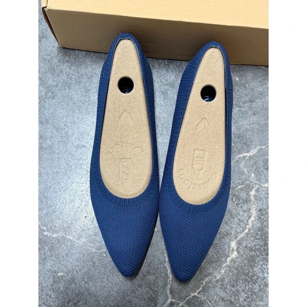 VIVAIA Navy Knit Pointed‎ Toe Flats Stretch Comfort Ballet Shoes EU/39 US/8